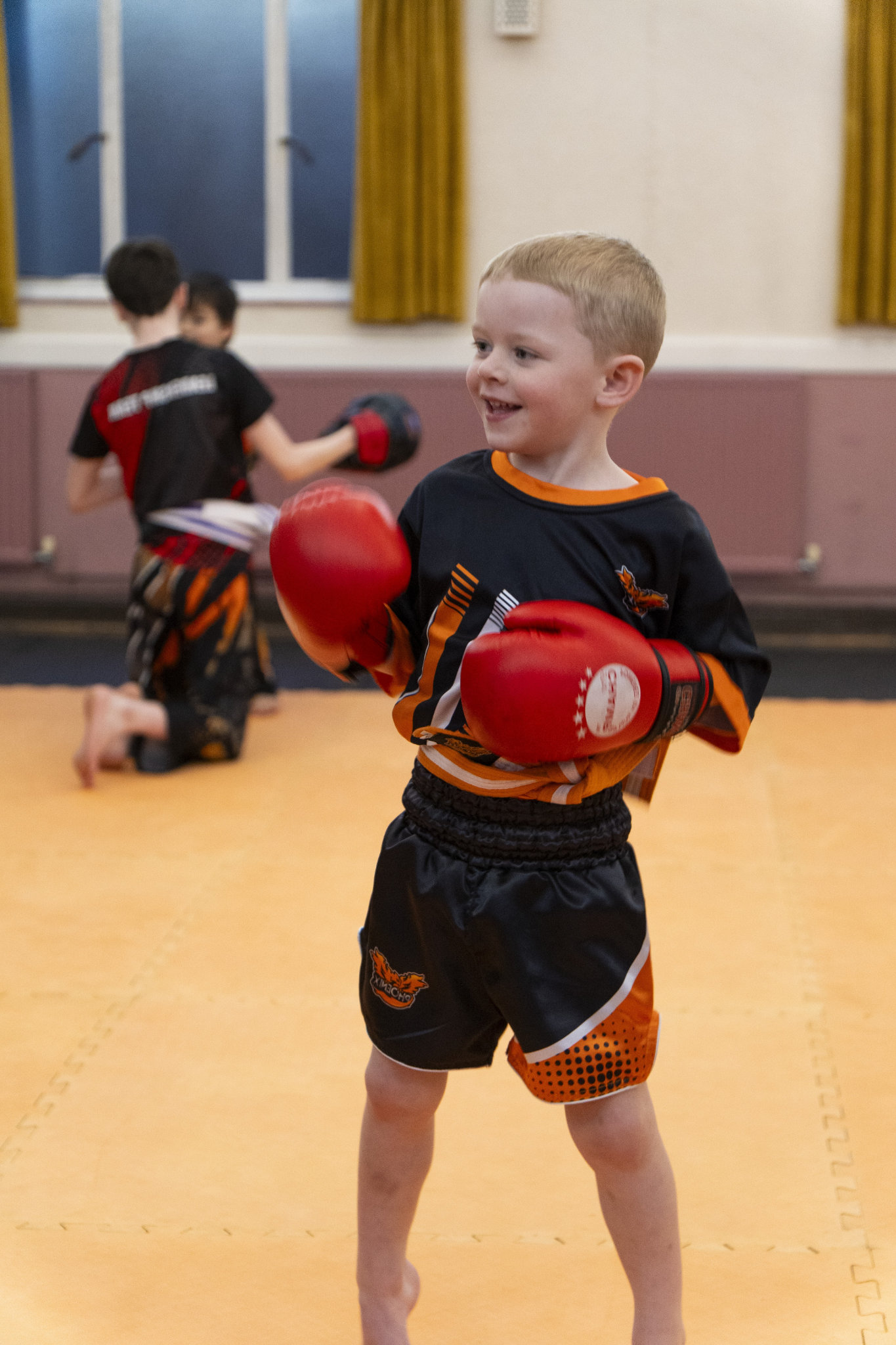 George training in Kids Kickboxing at Phoenix Martial Arts Academy