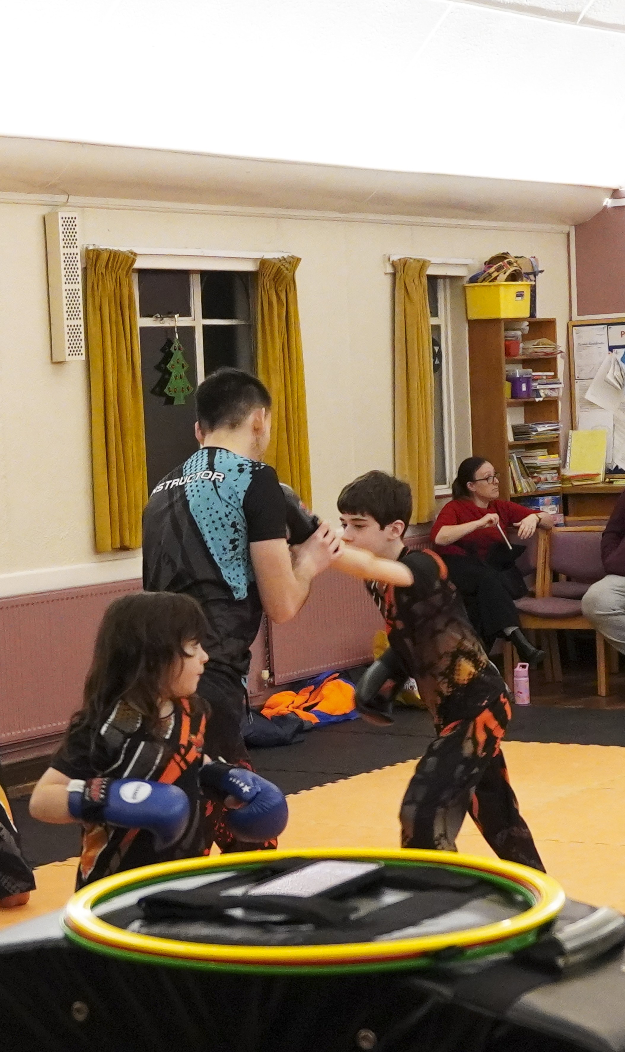 Junior students working through partner drills